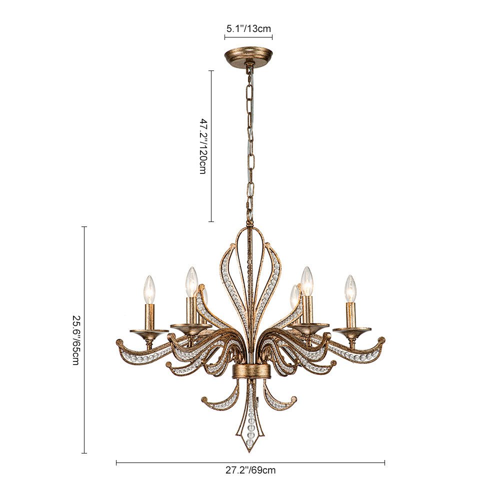 6-Light French Candle Style Crystal Chandelier