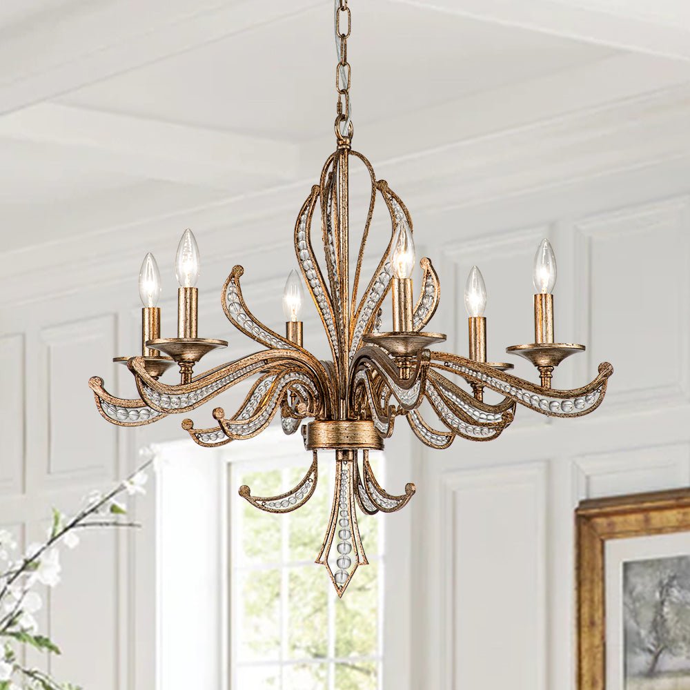 6-Light French Candle Style Crystal Chandelier