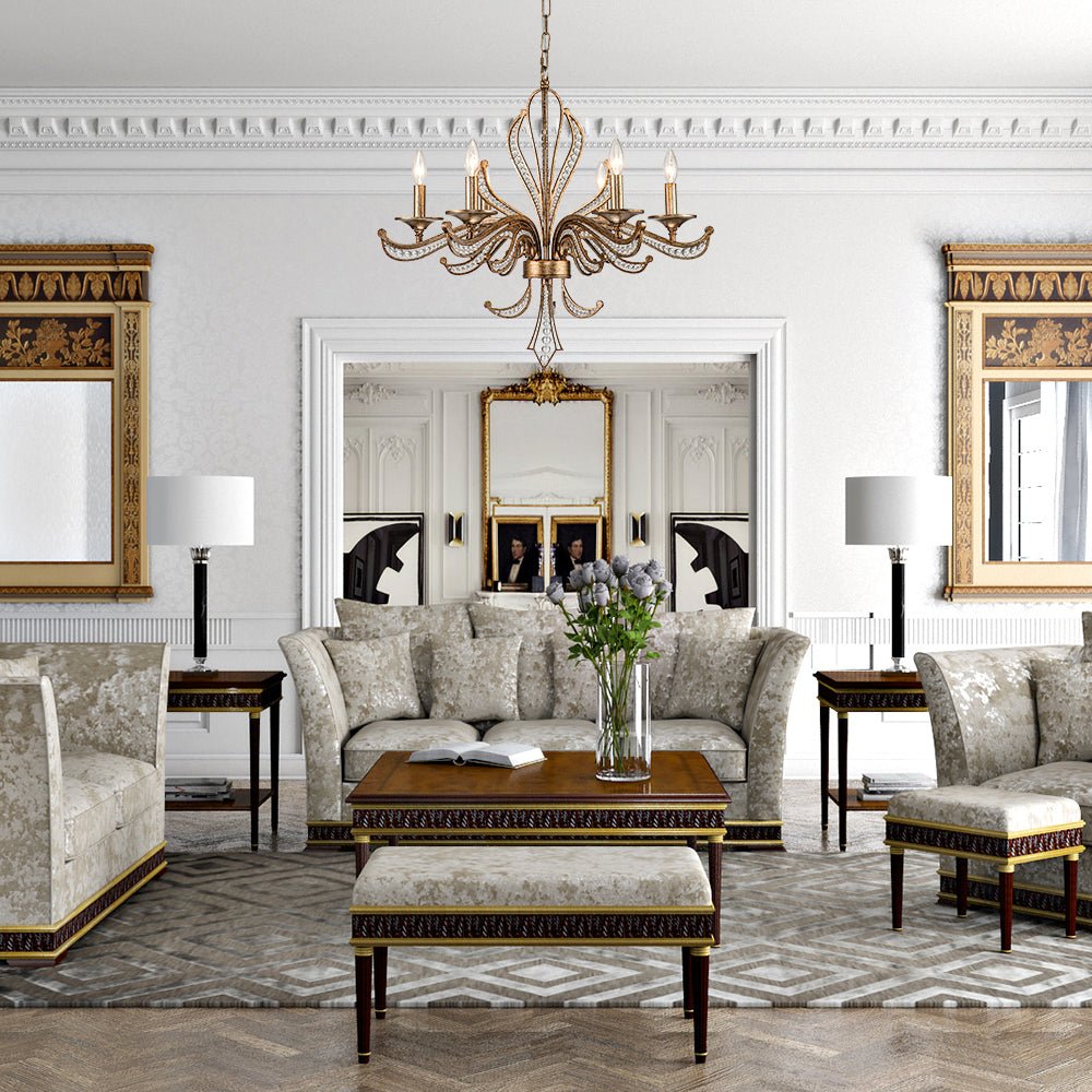 6-Light French Candle Style Crystal Chandelier