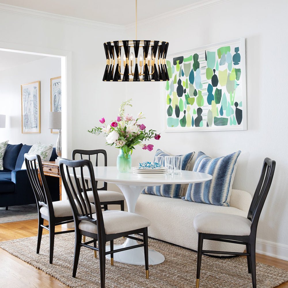 6-Light Boho Hourglass Woven Drum Chandelier
