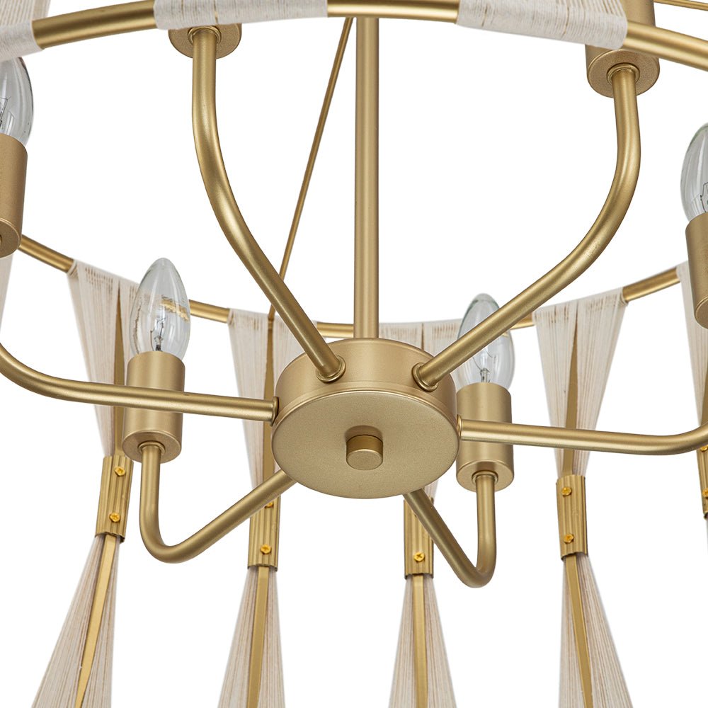 6-Light Boho Hourglass Woven Drum Chandelier
