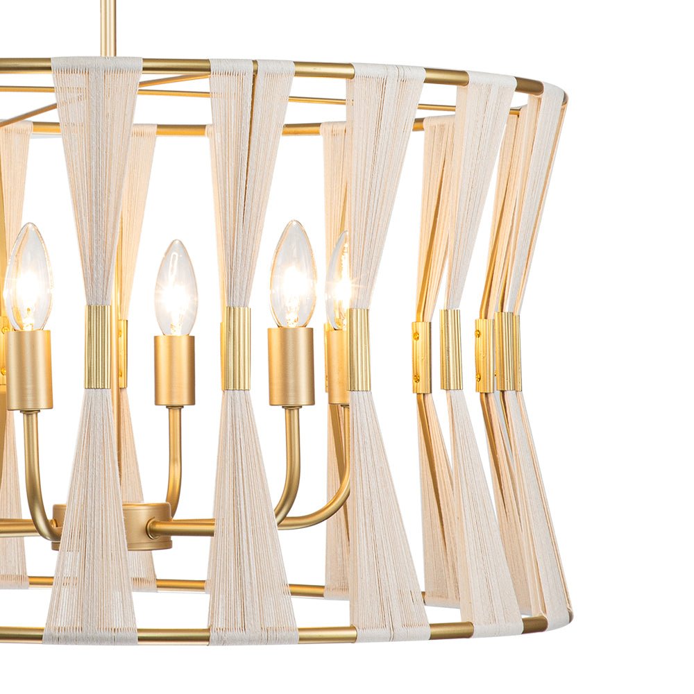 6-Light Boho Hourglass Woven Drum Chandelier