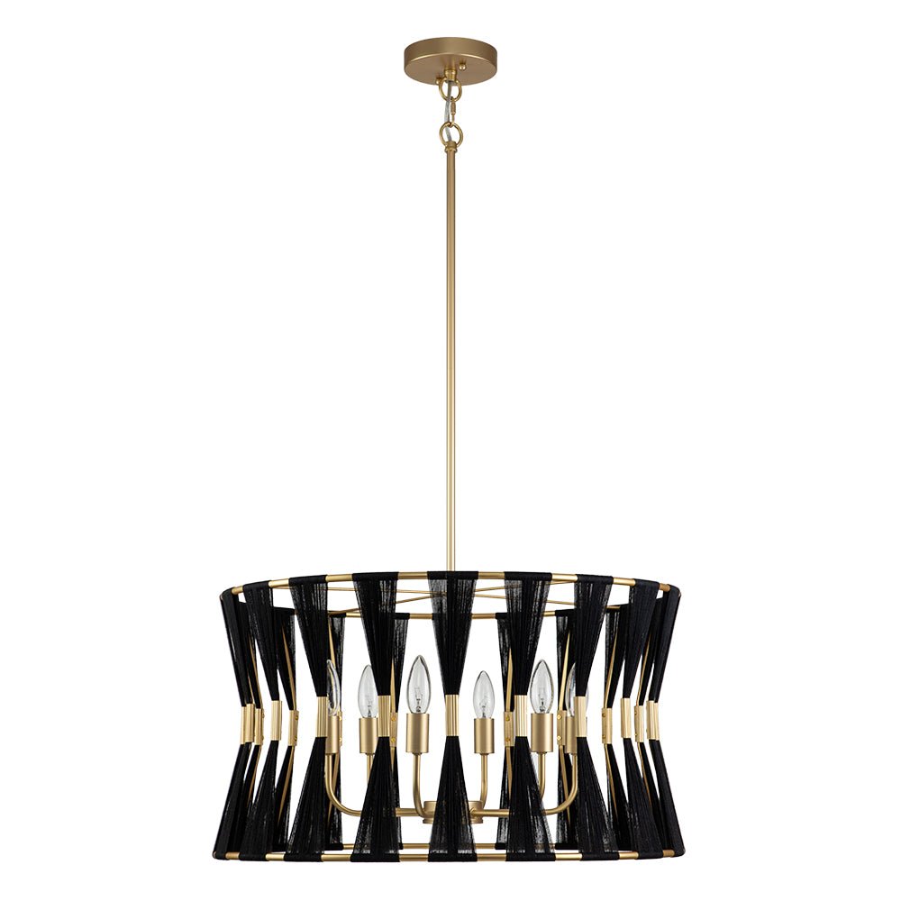 6-Light Boho Hourglass Woven Drum Chandelier