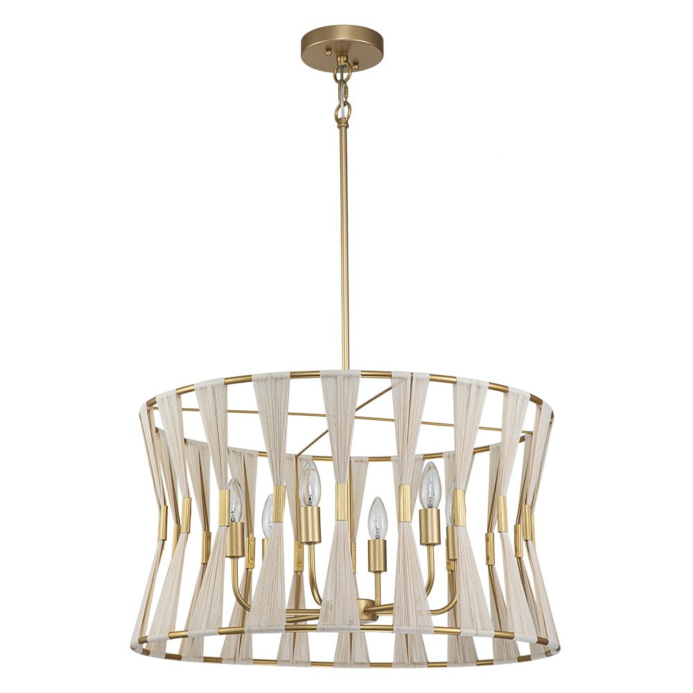 6-Light Boho Hourglass Woven Drum Chandelier