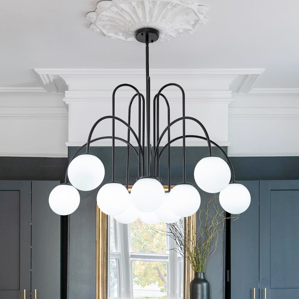 10-Light Curved Arm Bubble Chandelier | 3 Colours