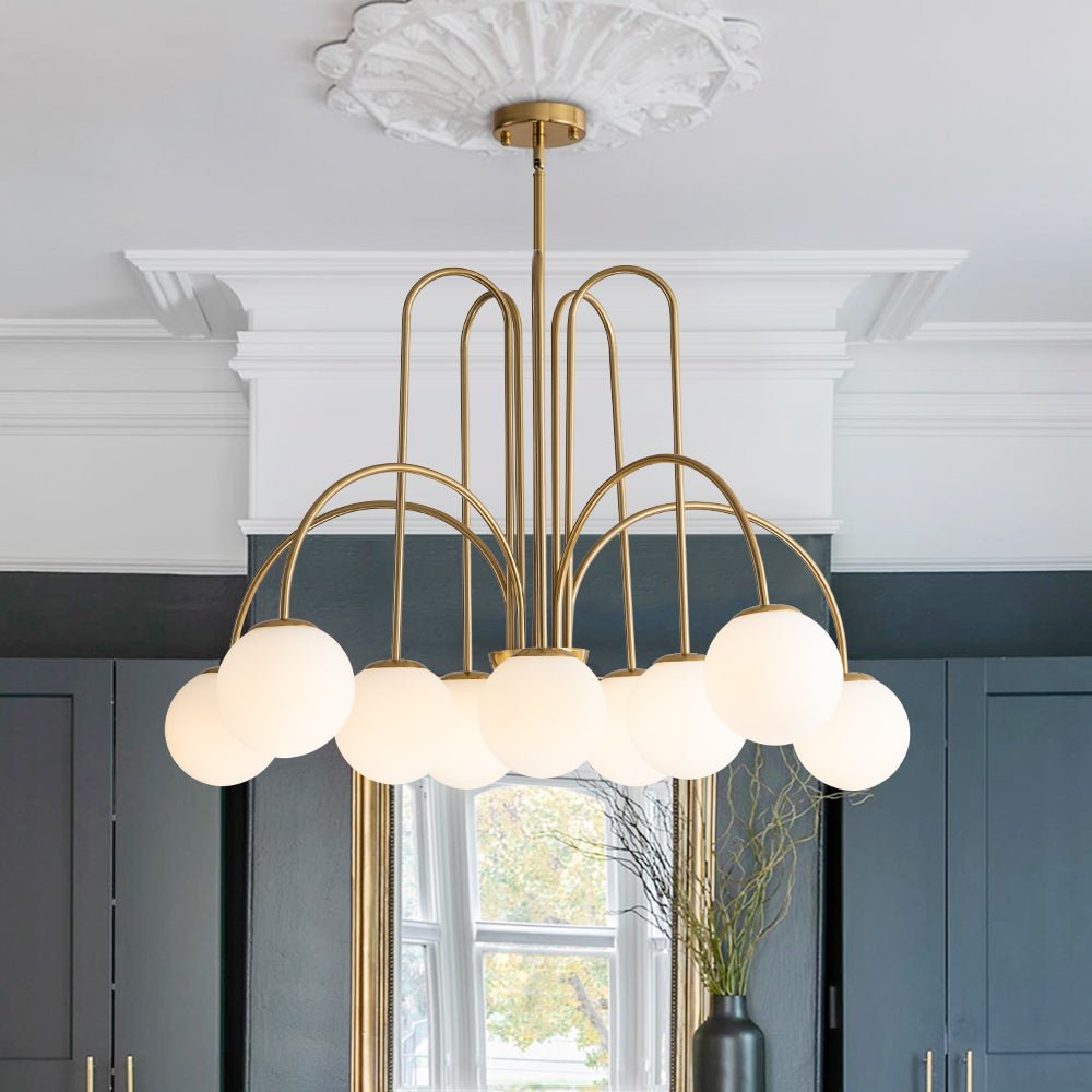 10-Light Curved Arm Bubble Chandelier | 3 Colours