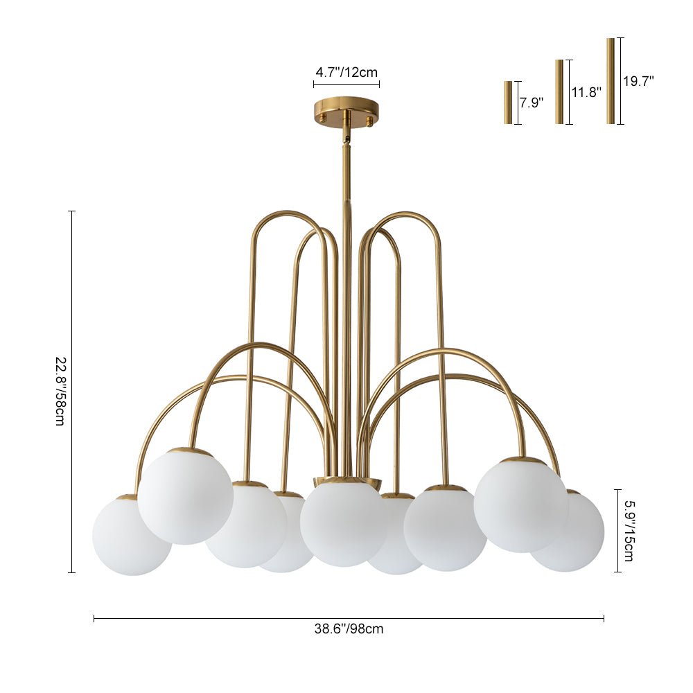 10-Light Curved Arm Bubble Chandelier | 3 Colours