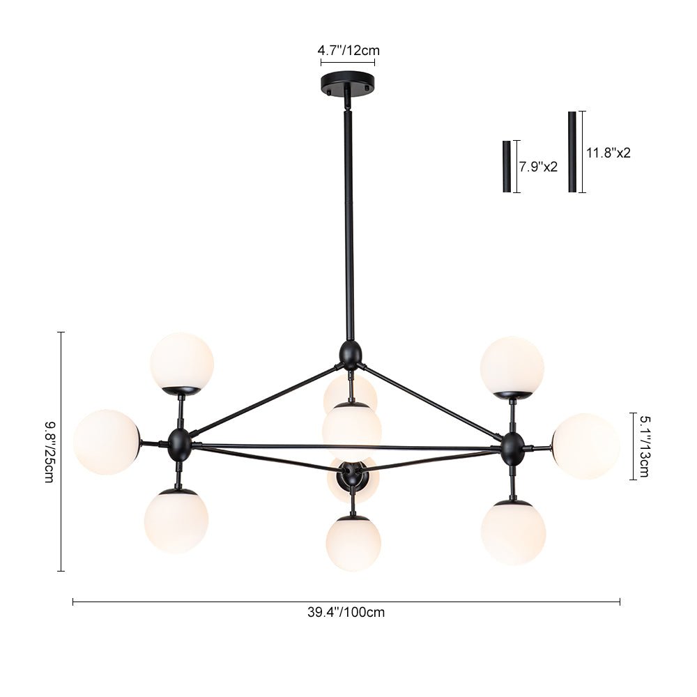 10-Light Frosted Glass Chandelier | 2 Colours