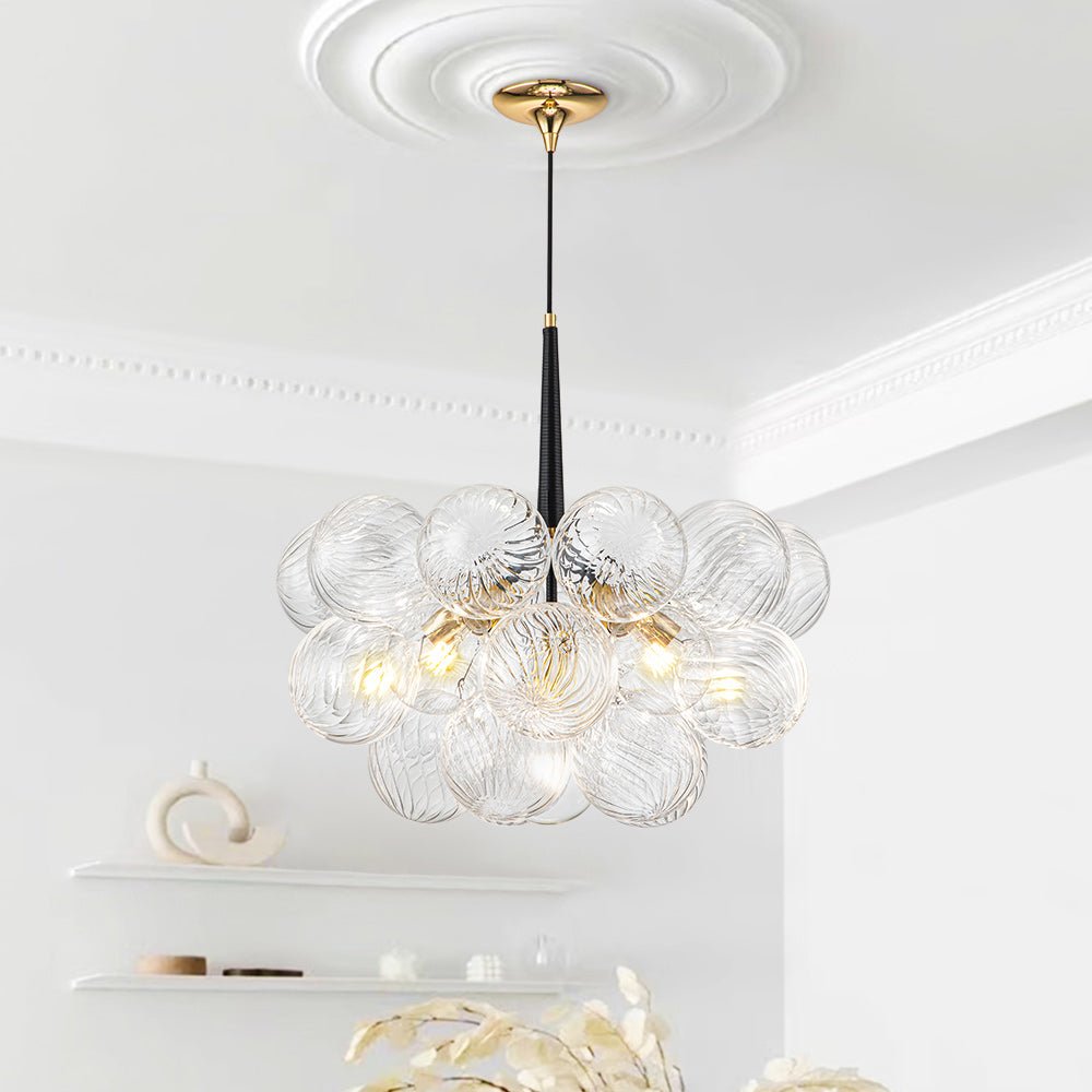 6-Light Twisted Glass Globe Bubble Chandelier