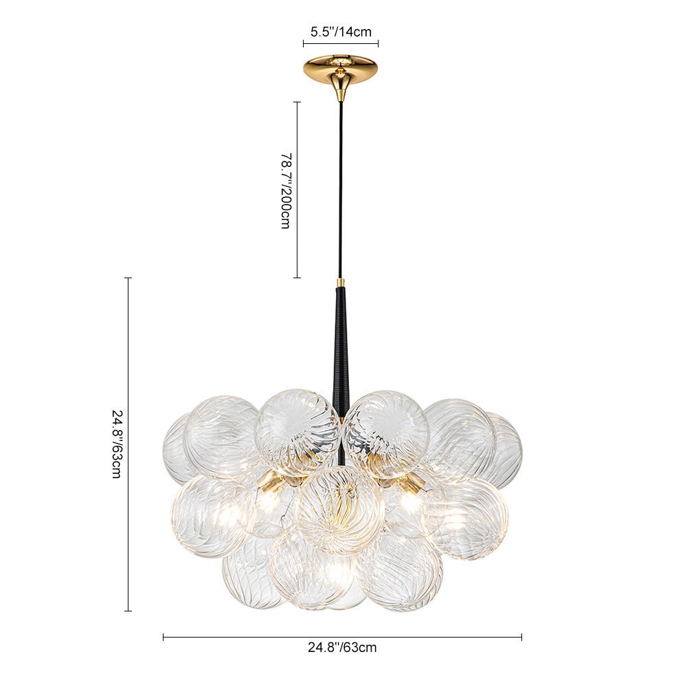 6-Light Twisted Glass Globe Bubble Chandelier
