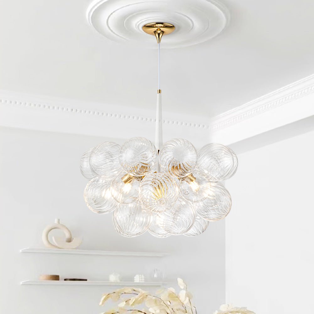 6-Light Twisted Glass Globe Bubble Chandelier