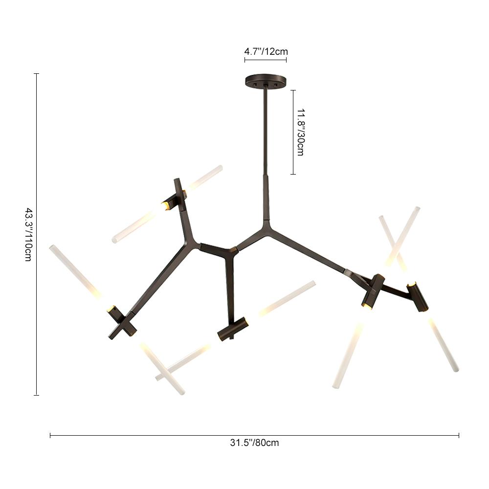 10-Light Asymmetric Branch Chandelier | 2 Colours