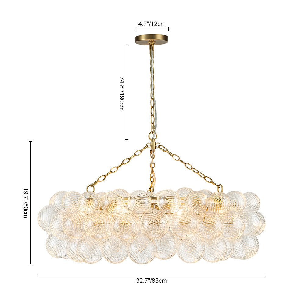 8/12-Light Ribbed Glass Globe Tiered Chandelier