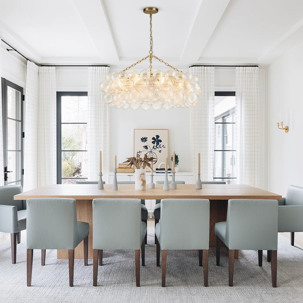 8/12-Light Ribbed Glass Globe Tiered Chandelier