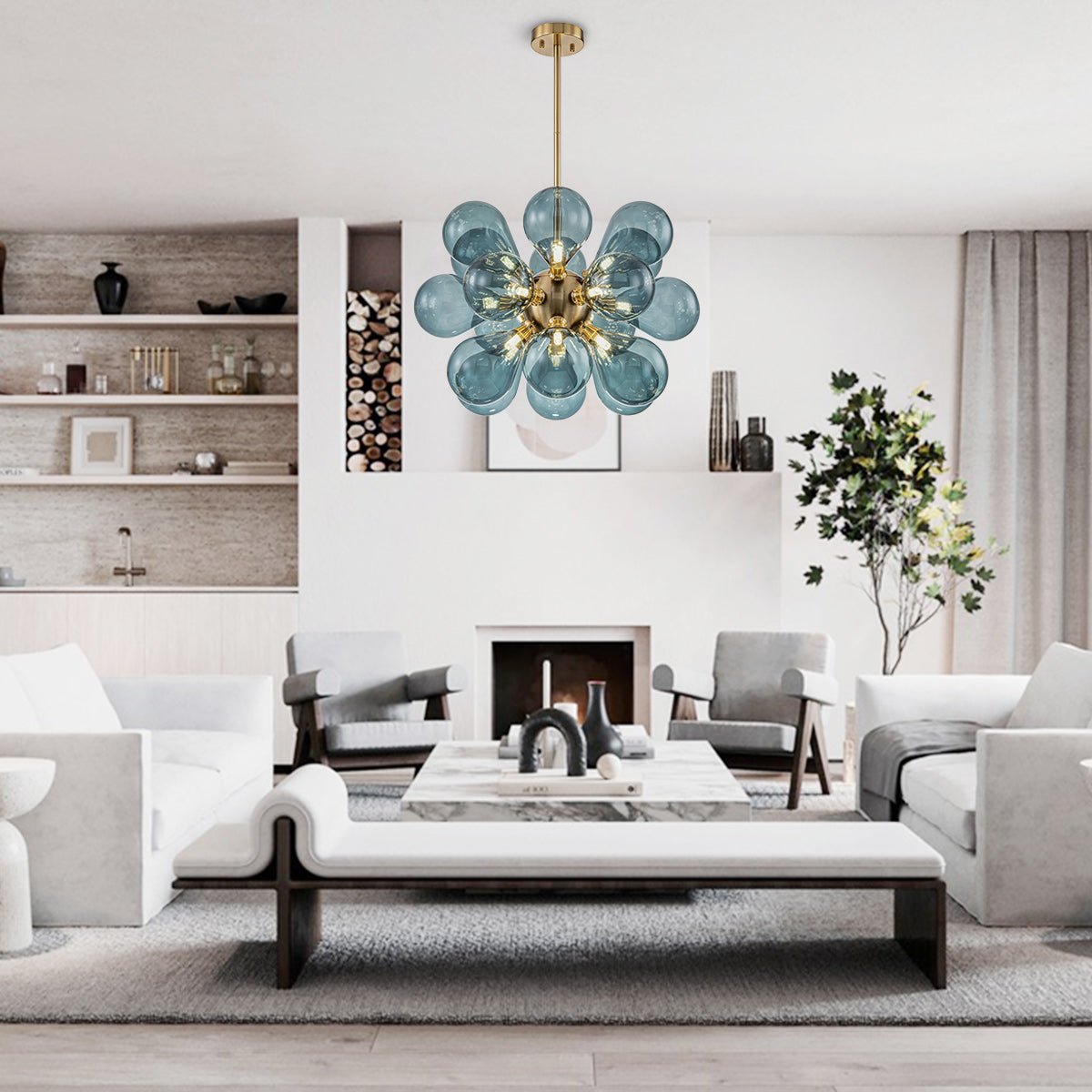 18-Light Blue Bubble Sputnik Chandelier | 2 Colours