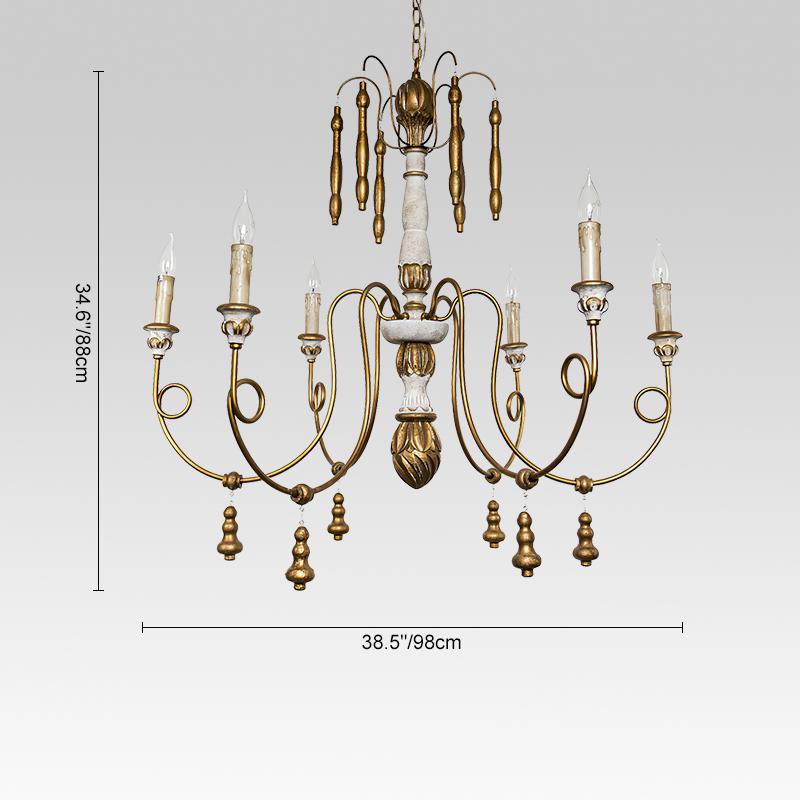 6-Light Antique Gold French Chandelier