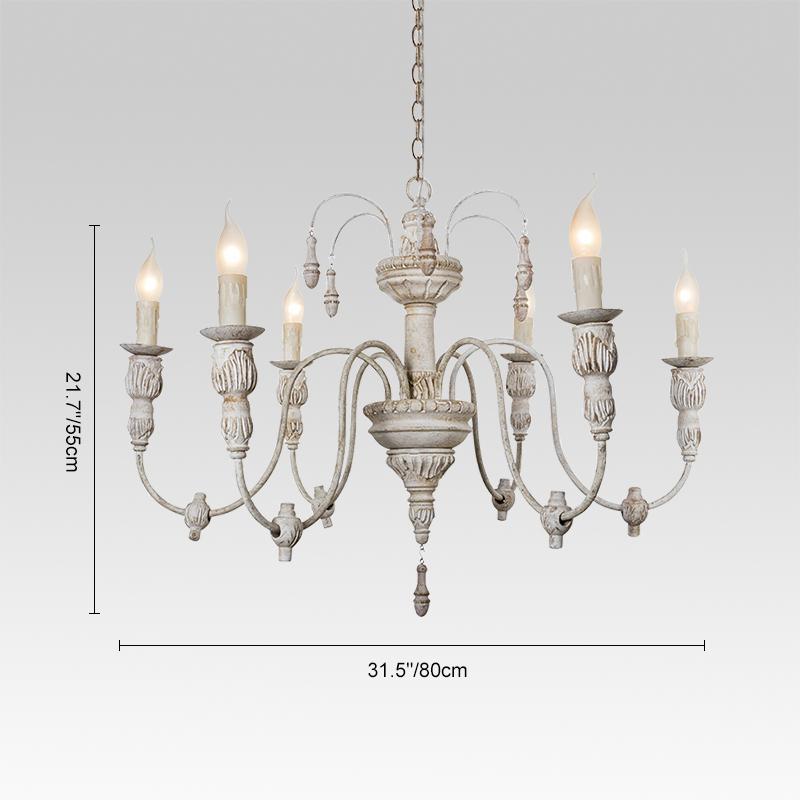 6-Light Distressed White Vintage Chandelier