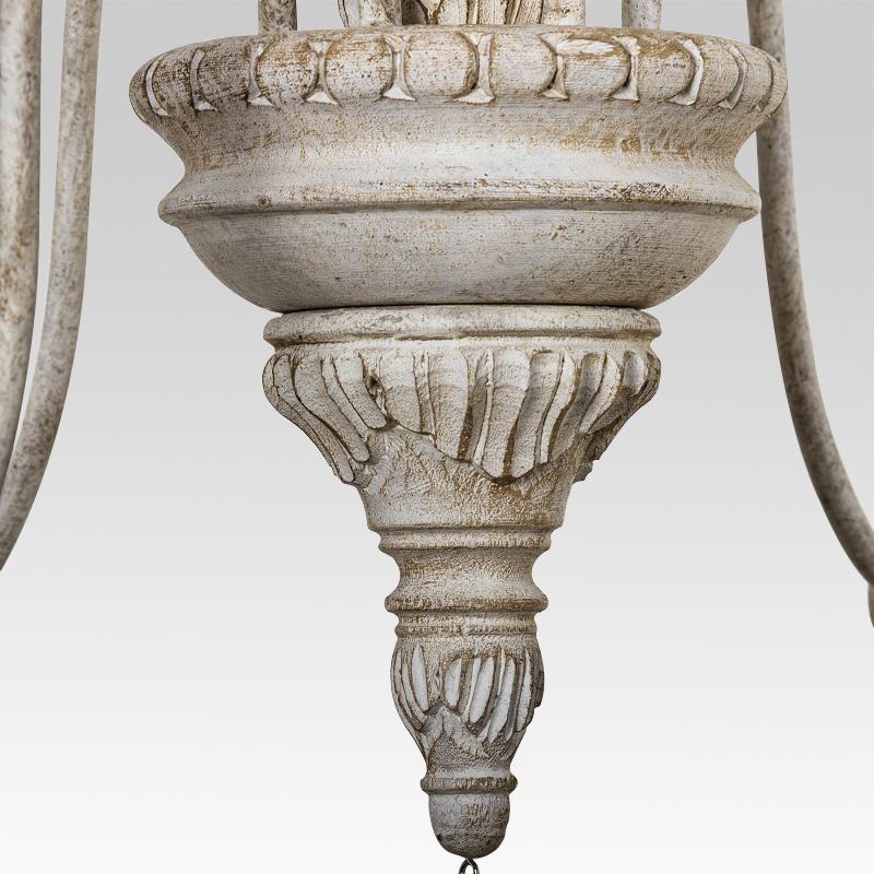 6-Light Distressed White Vintage Chandelier