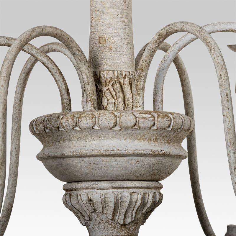 6-Light Distressed White Vintage Chandelier
