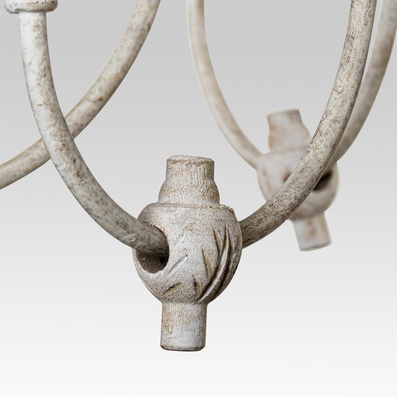 6-Light Distressed White Vintage Chandelier