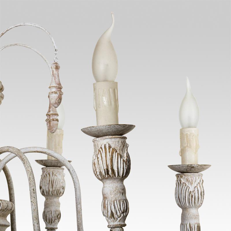 6-Light Distressed White Vintage Chandelier