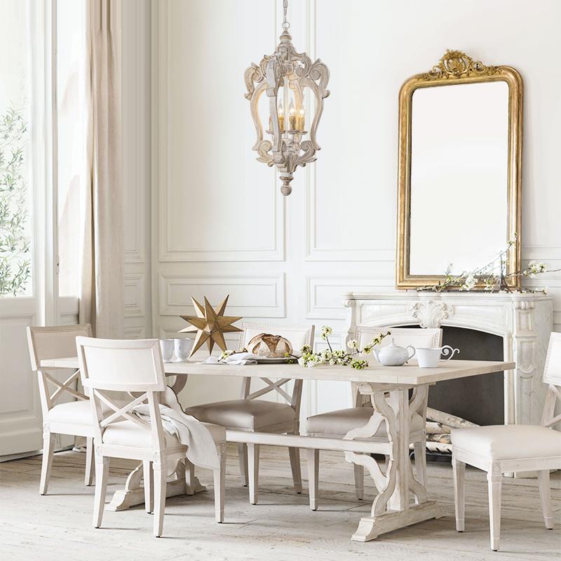 4-Light Wood Birdcage Farmhouse Chandelier