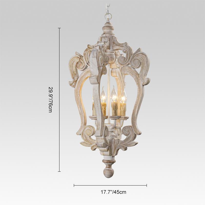 4-Light Wood Birdcage Farmhouse Chandelier