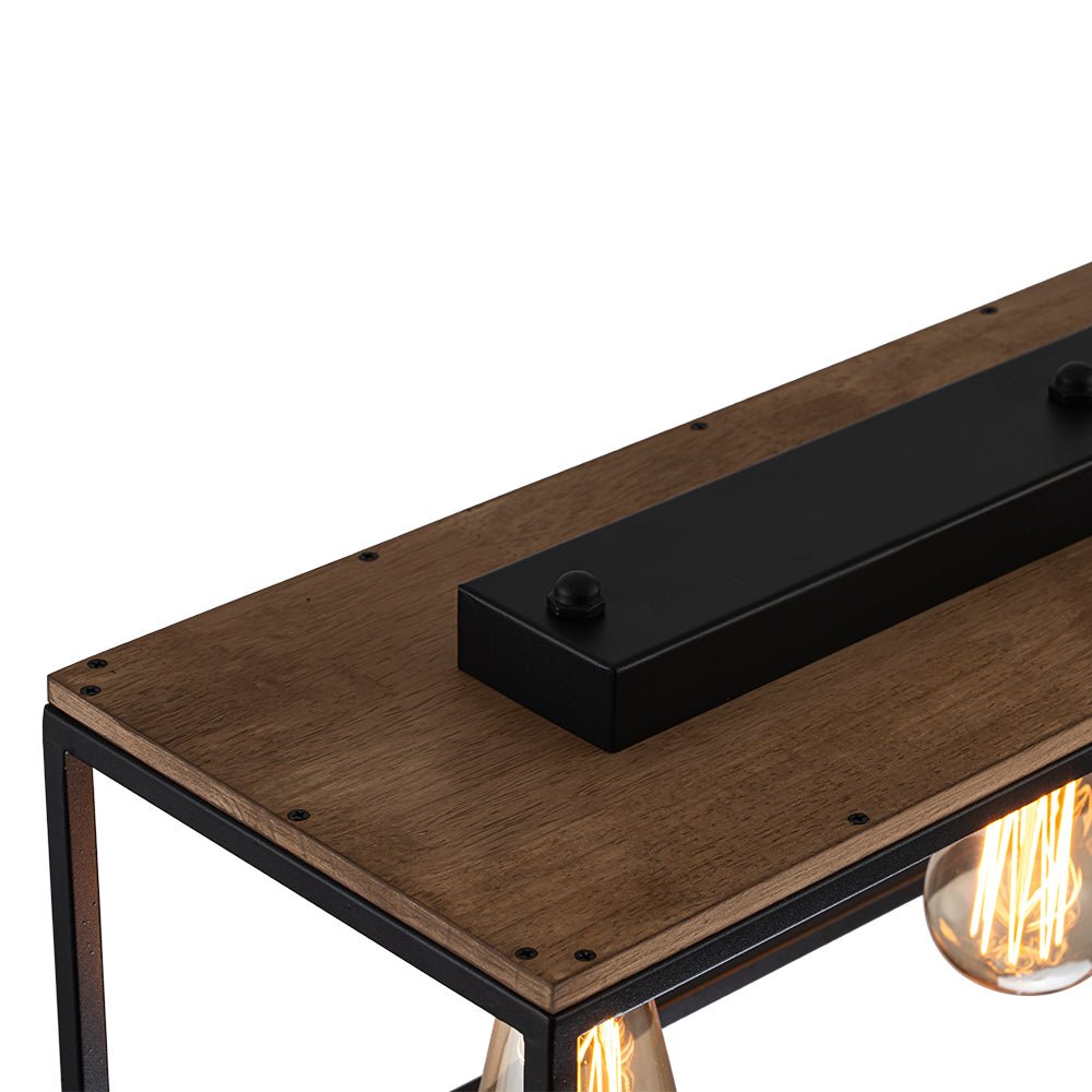 5-Light Farmhouse Rectangular Wood Chandelier