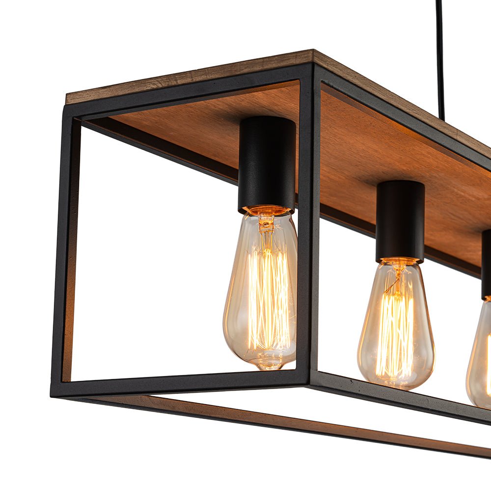 5-Light Farmhouse Rectangular Wood Chandelier