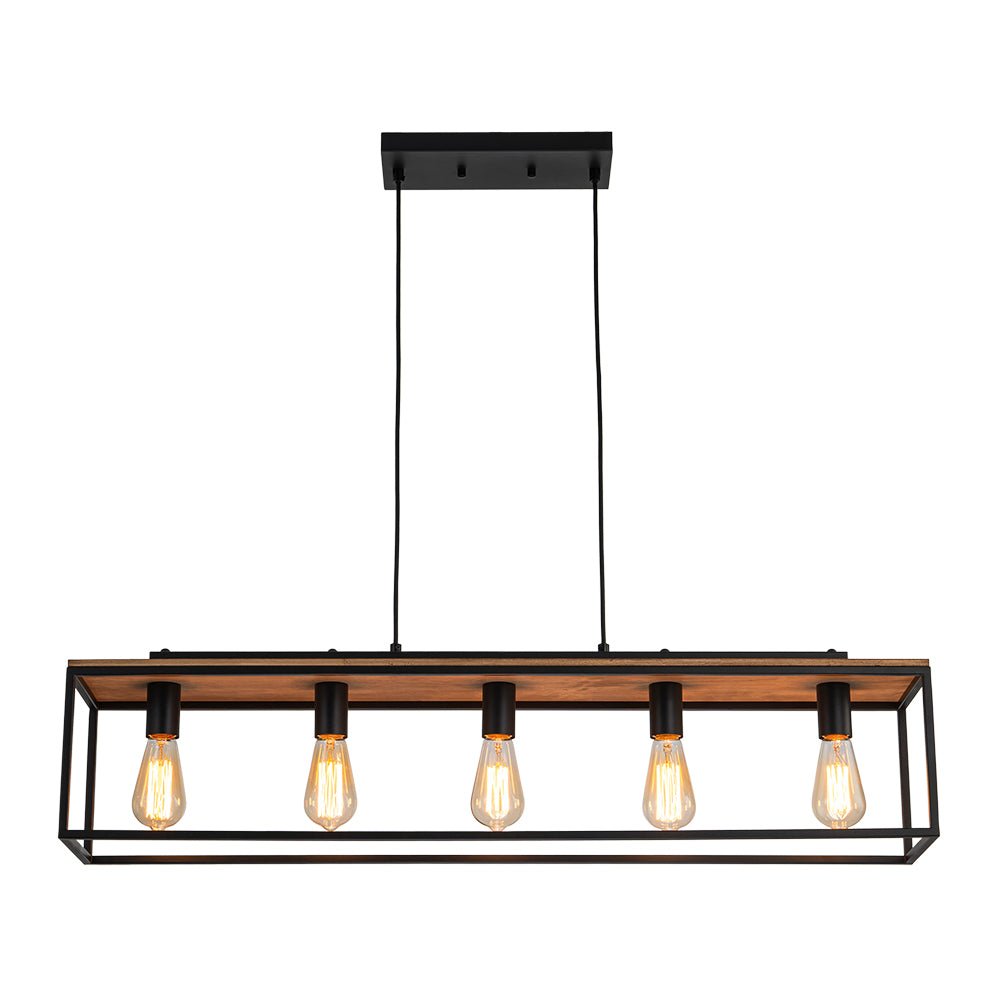 5-Light Farmhouse Rectangular Wood Chandelier