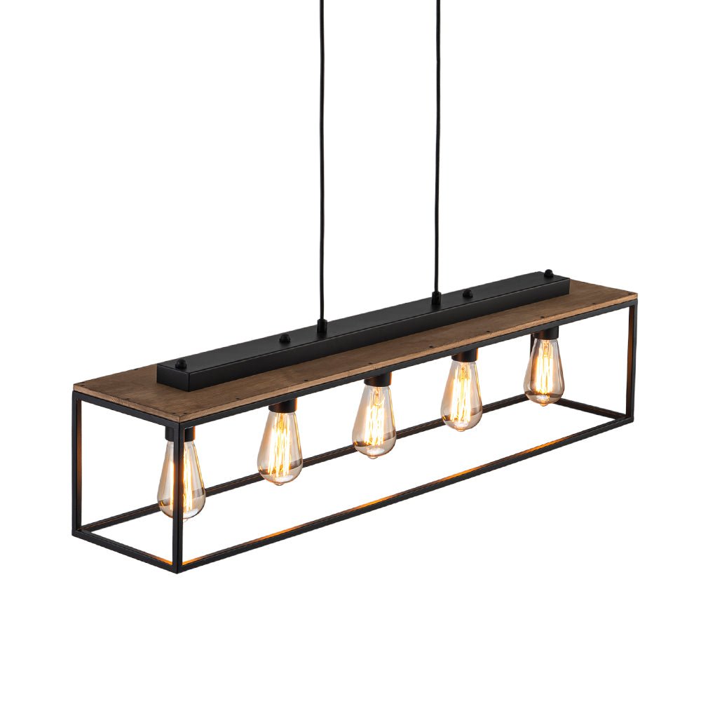 5-Light Farmhouse Rectangular Wood Chandelier