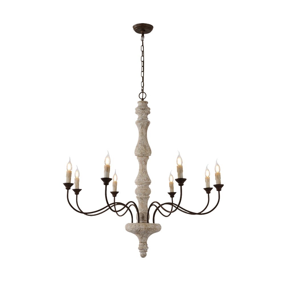 5/8-Light Wooden Candle Style Chandelier
