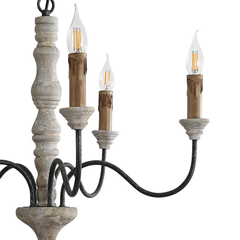 5/8-Light Wooden Candle Style Chandelier