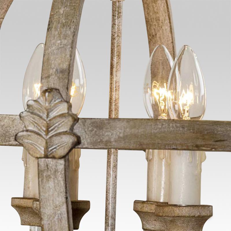 4-Light Wood Orb Farmhouse Chandelier