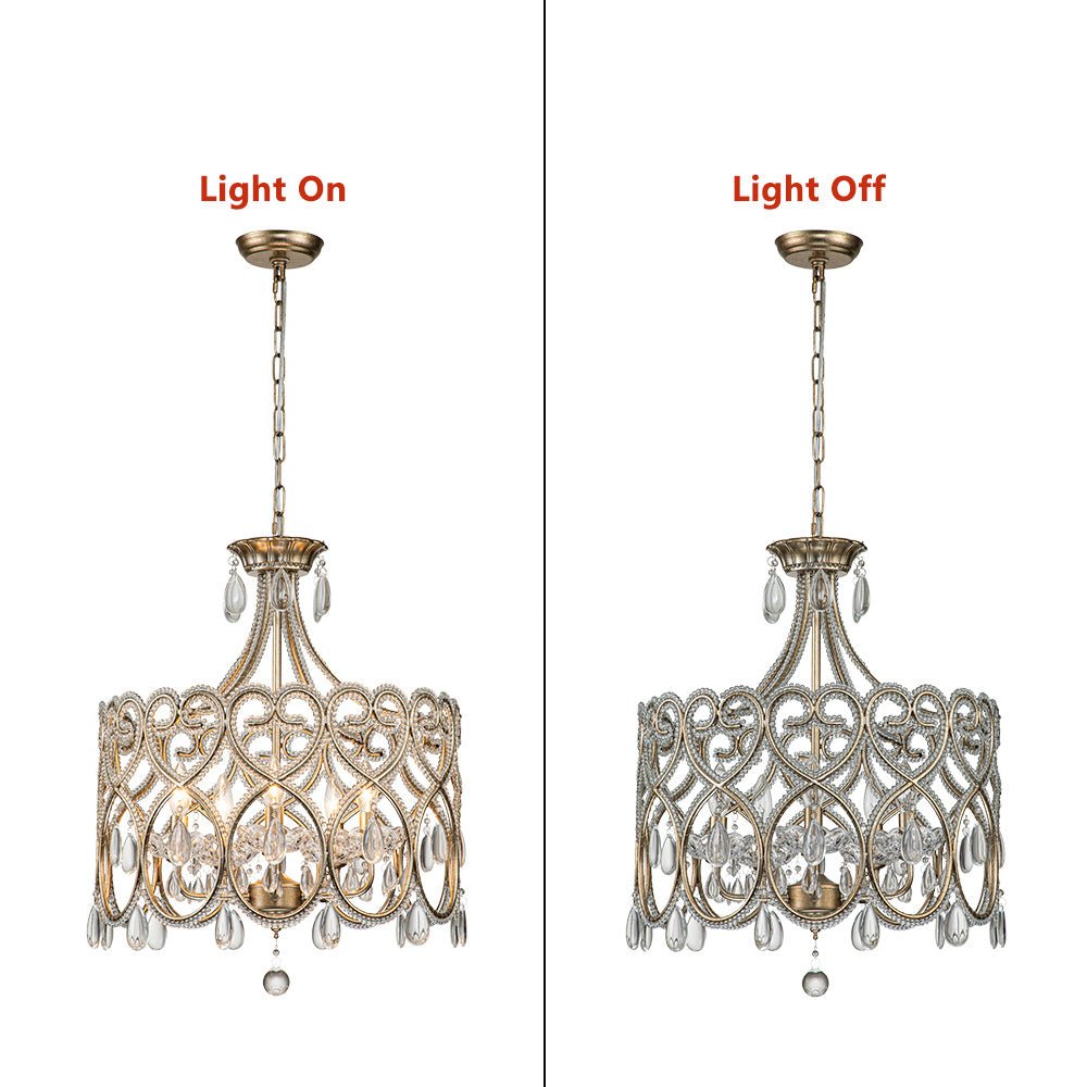 5-Light French Style Crystal Accent Drum Chandelier