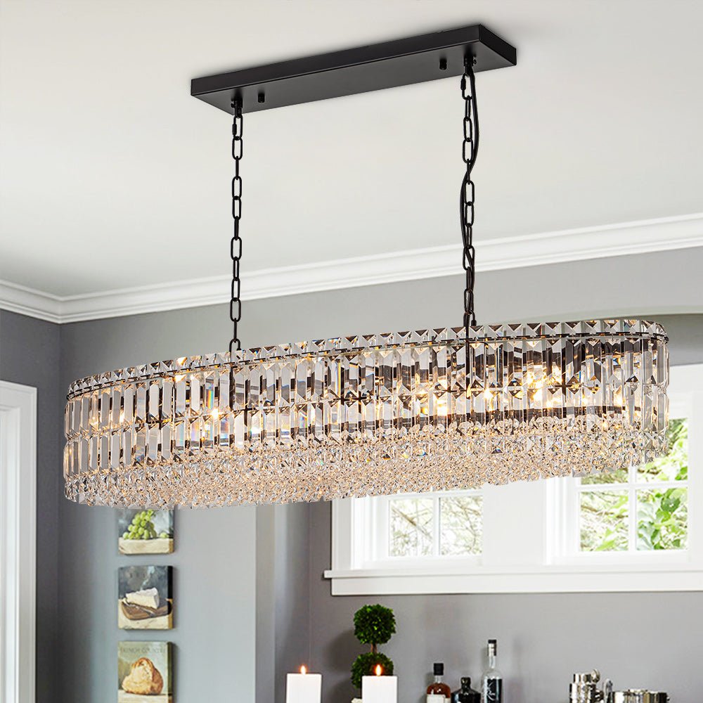 10-Light Oversized Oval Crystal Chandelier