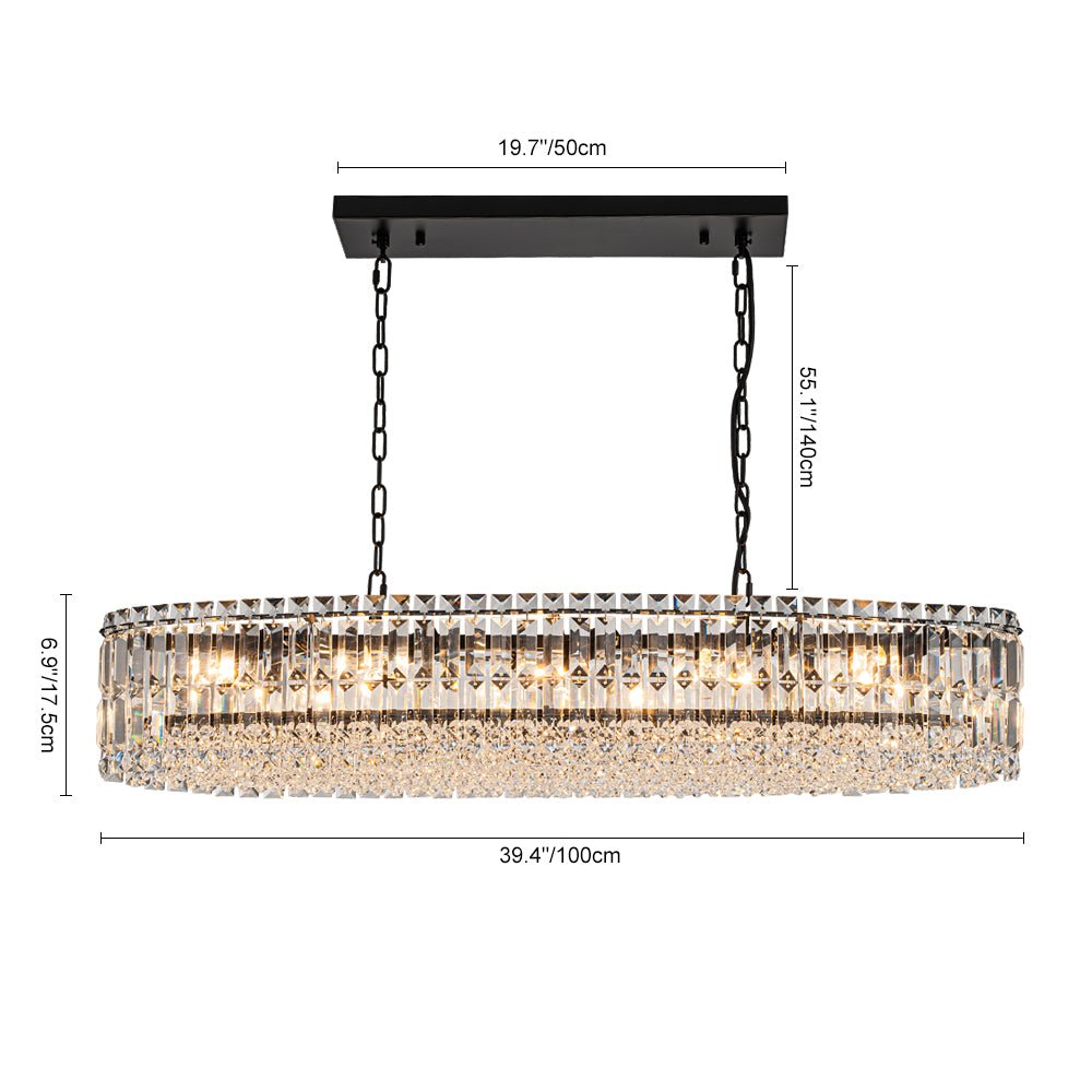 10-Light Oversized Oval Crystal Chandelier