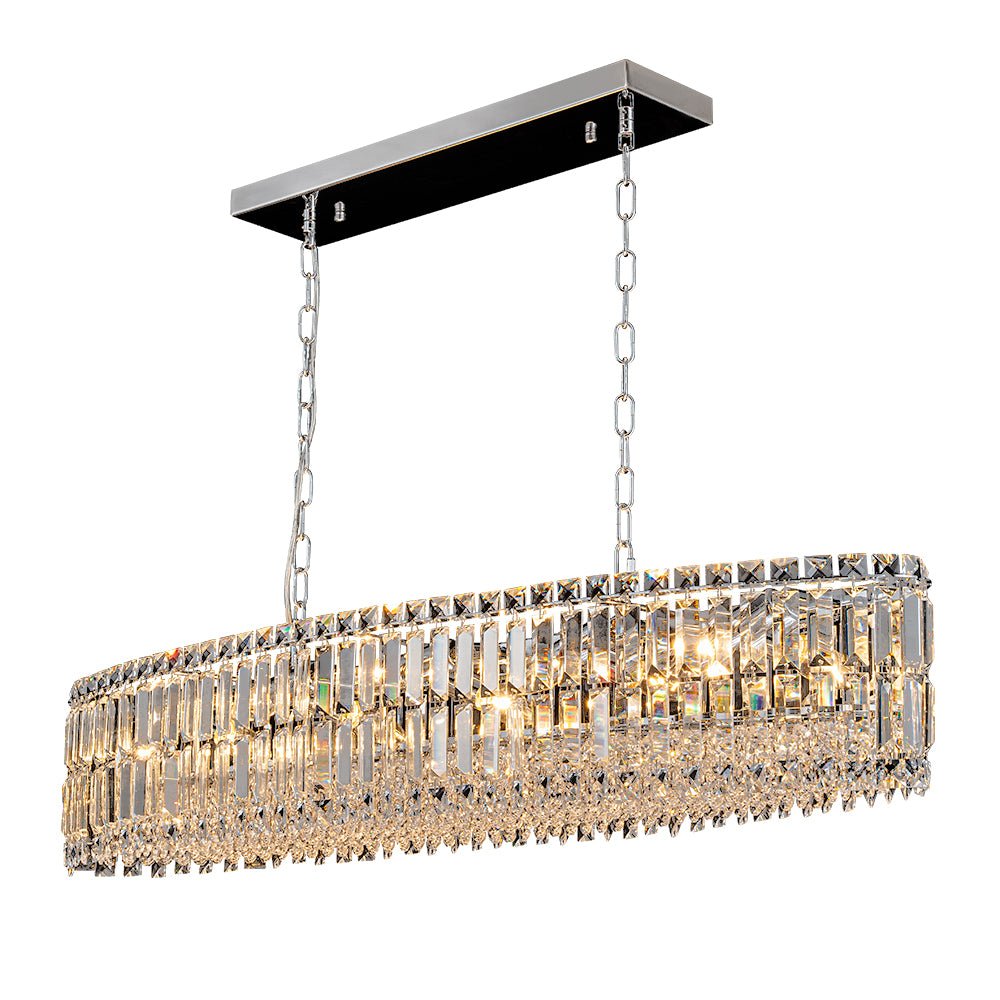 10-Light Oversized Oval Crystal Chandelier
