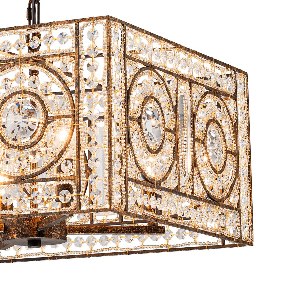 4-Light Vintage Crystal Accent Square Chandelier