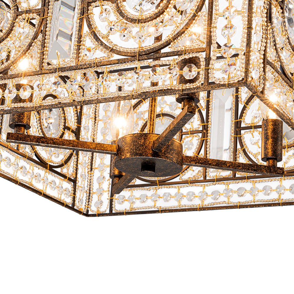 4-Light Vintage Crystal Accent Square Chandelier