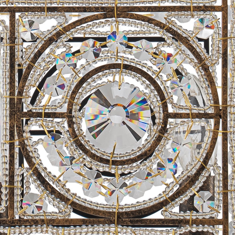 4-Light Vintage Crystal Accent Square Chandelier