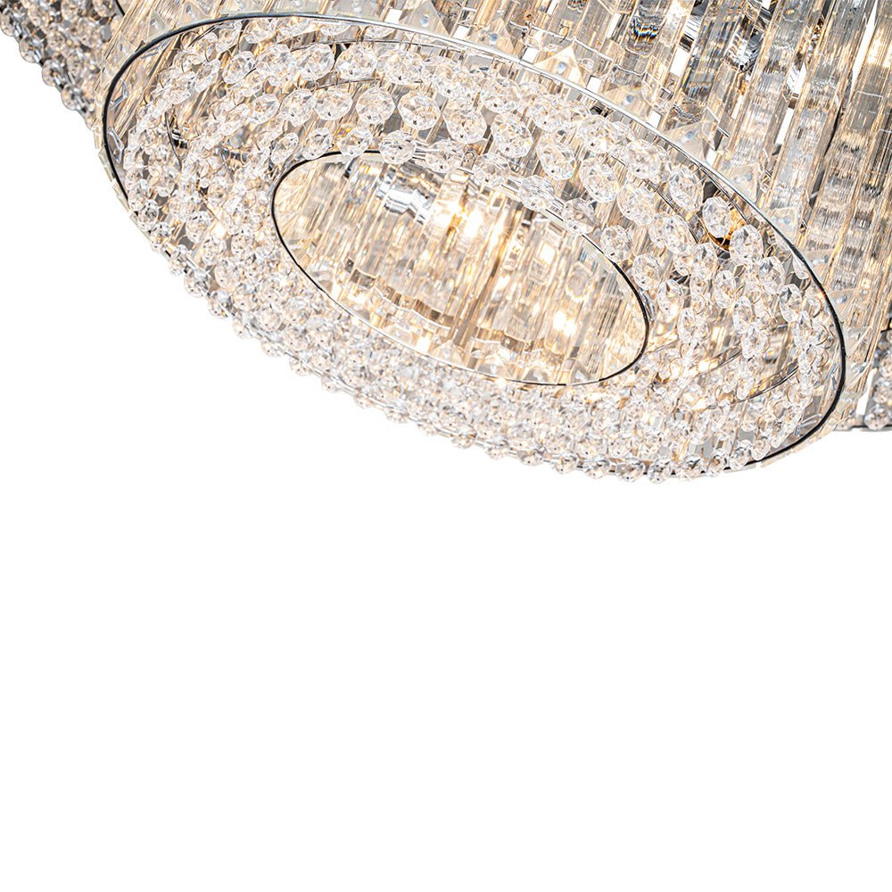 12-Light Tiered Round Drum Crystal Chandelier
