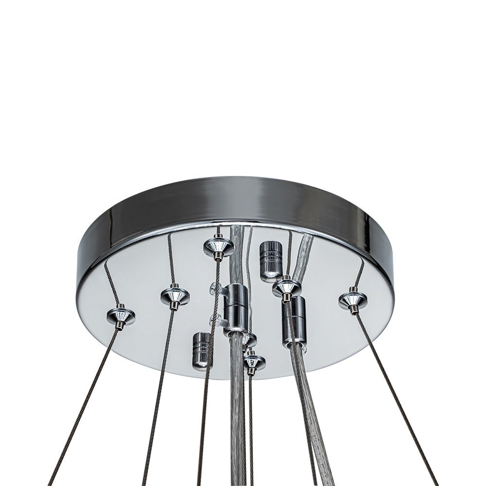 12-Light Tiered Round Drum Crystal Chandelier
