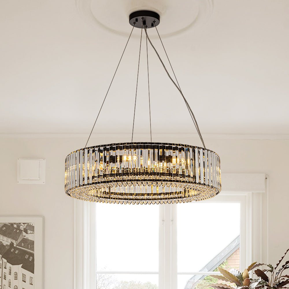 8-Light Round Drum Crystal Chandelier