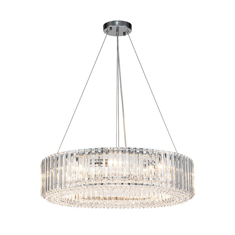 8-Light Round Drum Crystal Chandelier