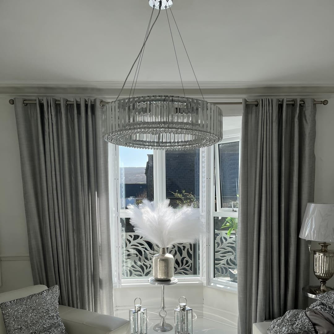 8-Light Round Drum Crystal Chandelier