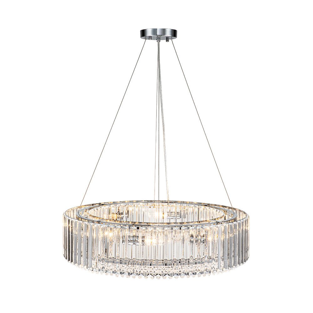 8-Light Round Drum Crystal Chandelier