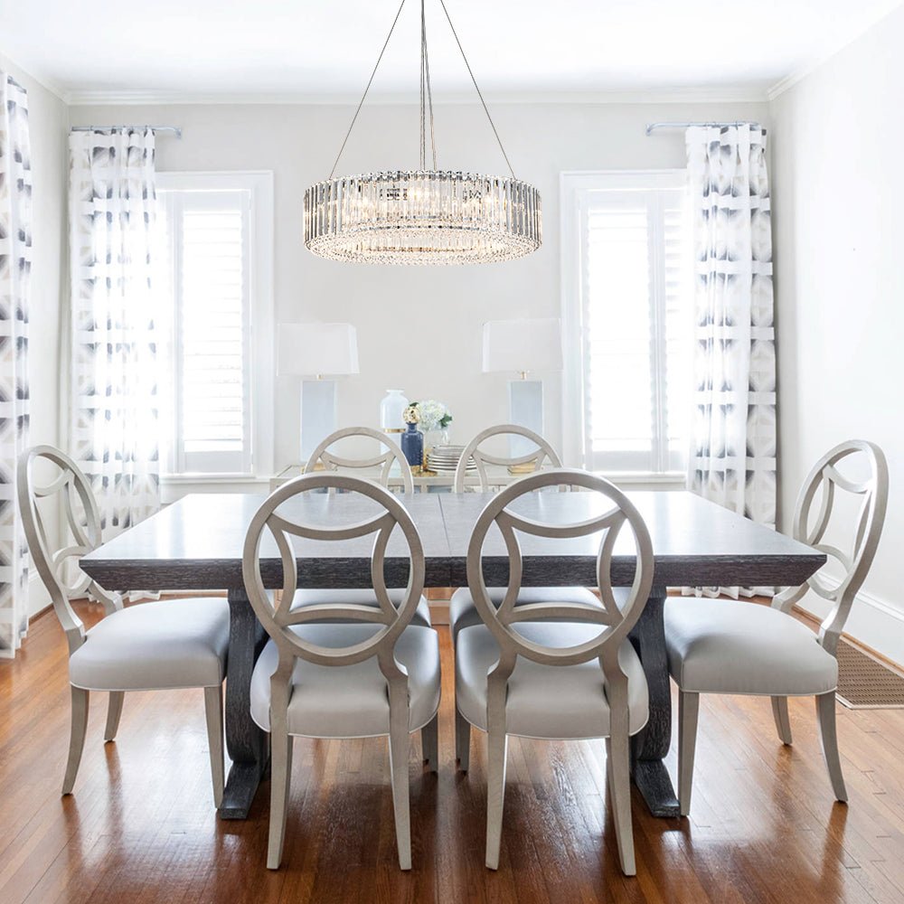 8-Light Round Drum Crystal Chandelier