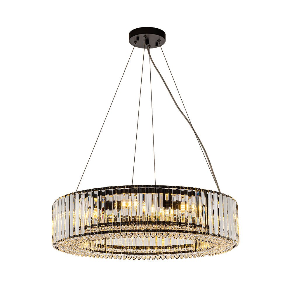 8-Light Round Drum Crystal Chandelier
