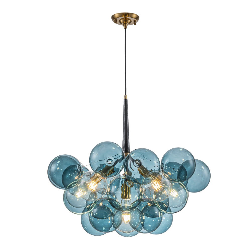 6-Light Sputnik Blue Glass Bubble Chandelier